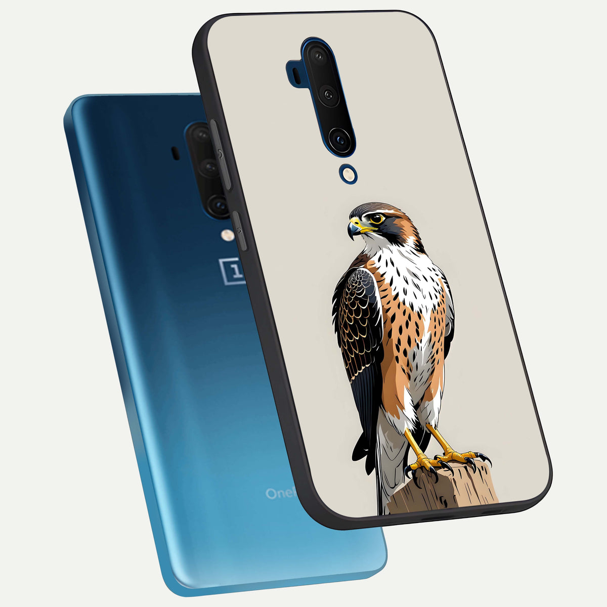  Clever Eagle phone case For OnePlus 7T Pro showing premium glass back cover with detailed artwork