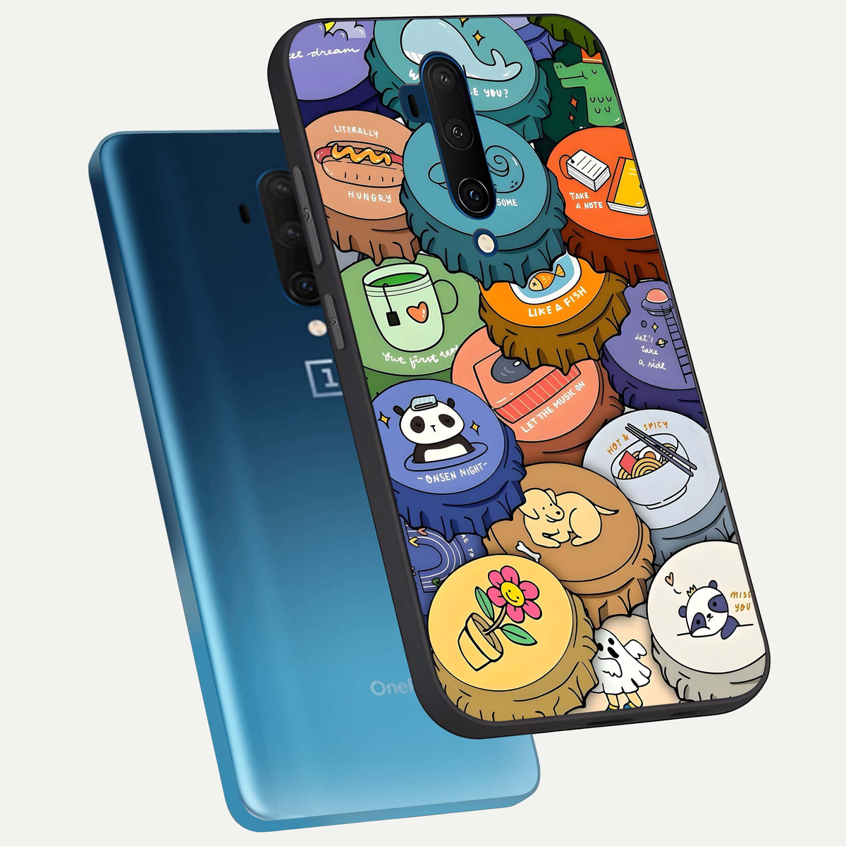  Coins Patterns phone case For OnePlus 7T Pro showing premium glass back cover with detailed artwork