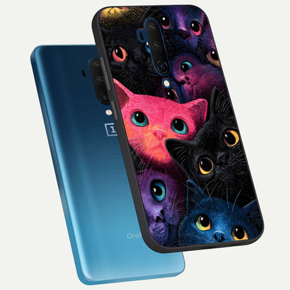 Cosmic Cats Dreams phone case For OnePlus 7T Pro showing premium glass back cover with detailed artwork