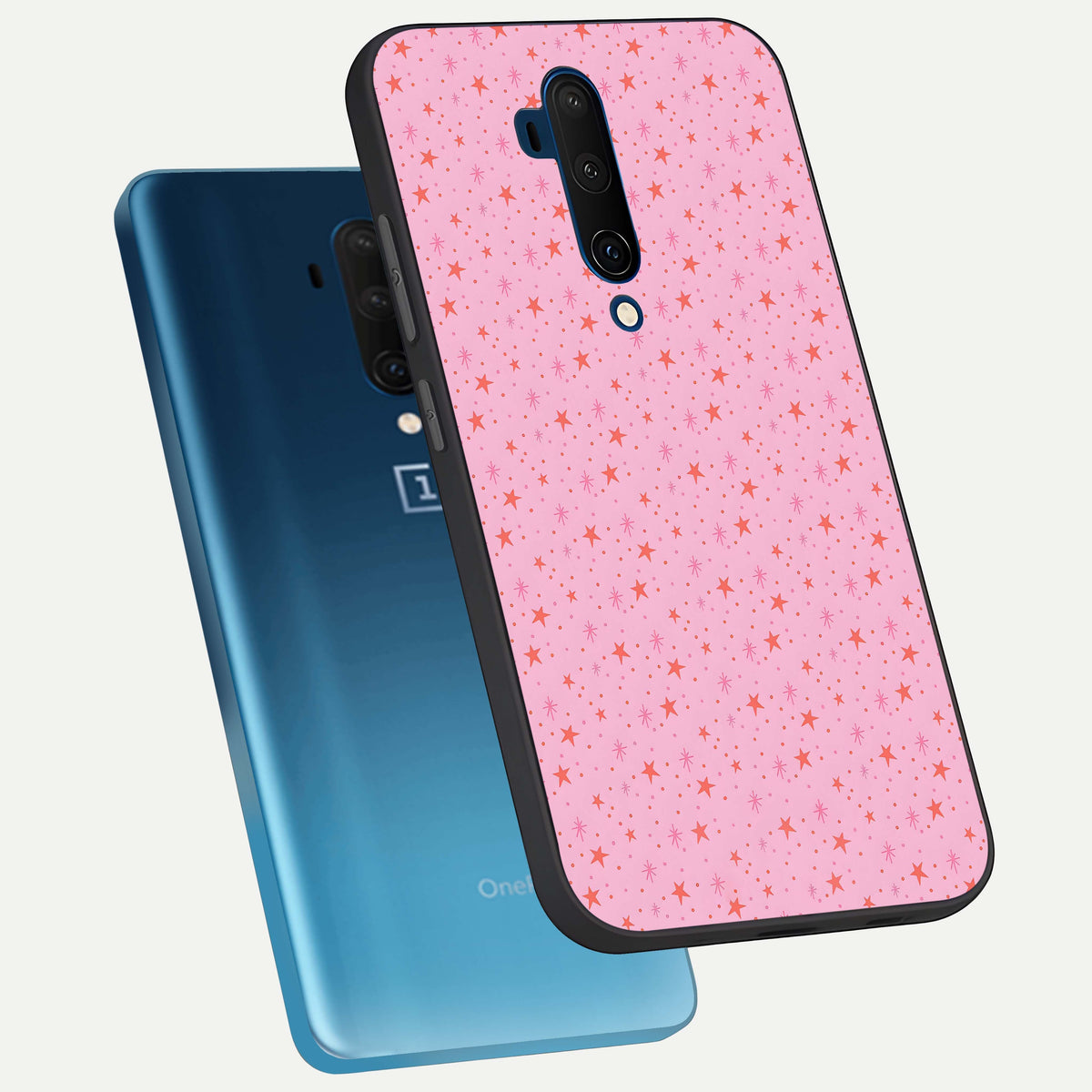  Cosmic Pink Sparkle phone case For OnePlus 7T Pro showing premium glass back cover with detailed artwork