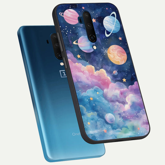  Cosmic Planet Dreams phone case For OnePlus 7T Pro showing premium glass back cover with detailed artwork