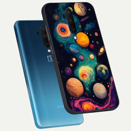 Cosmic Planet Journey phone case For OnePlus 7T Pro showing premium glass back cover with detailed artwork