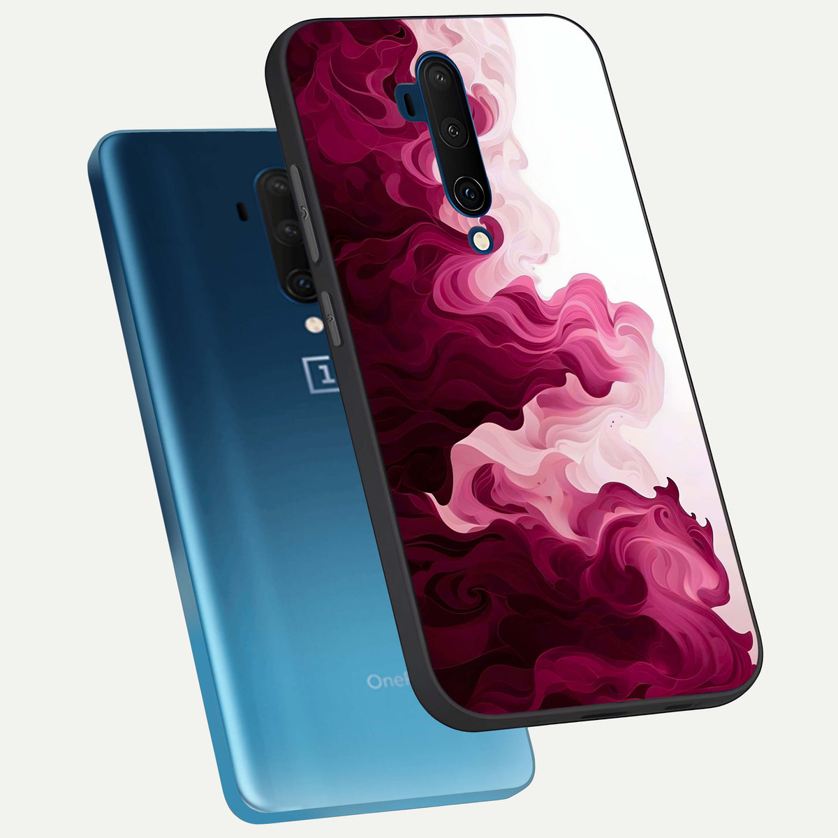  Crimson Wave Flow phone case For OnePlus 7T Pro showing premium glass back cover with detailed artwork