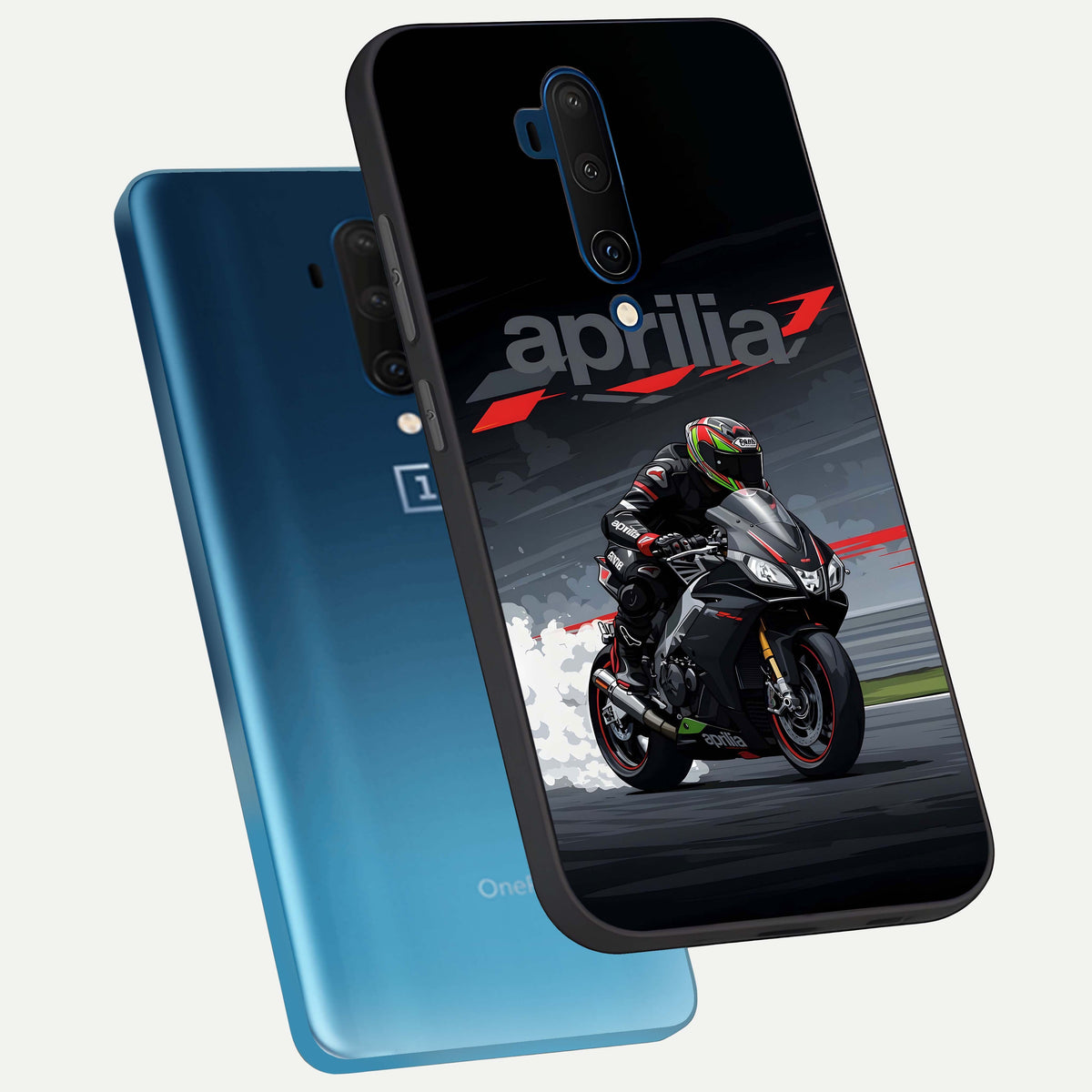  Dark Aprilla phone case For OnePlus 7T Pro showing premium glass back cover with detailed artwork