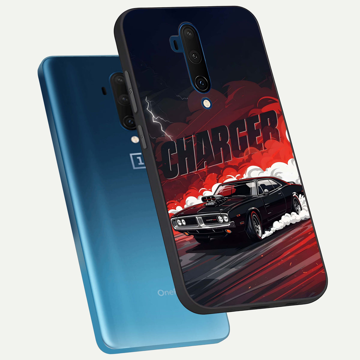  Dark Charger Fury phone case For OnePlus 7T Pro showing premium glass back cover with detailed artwork