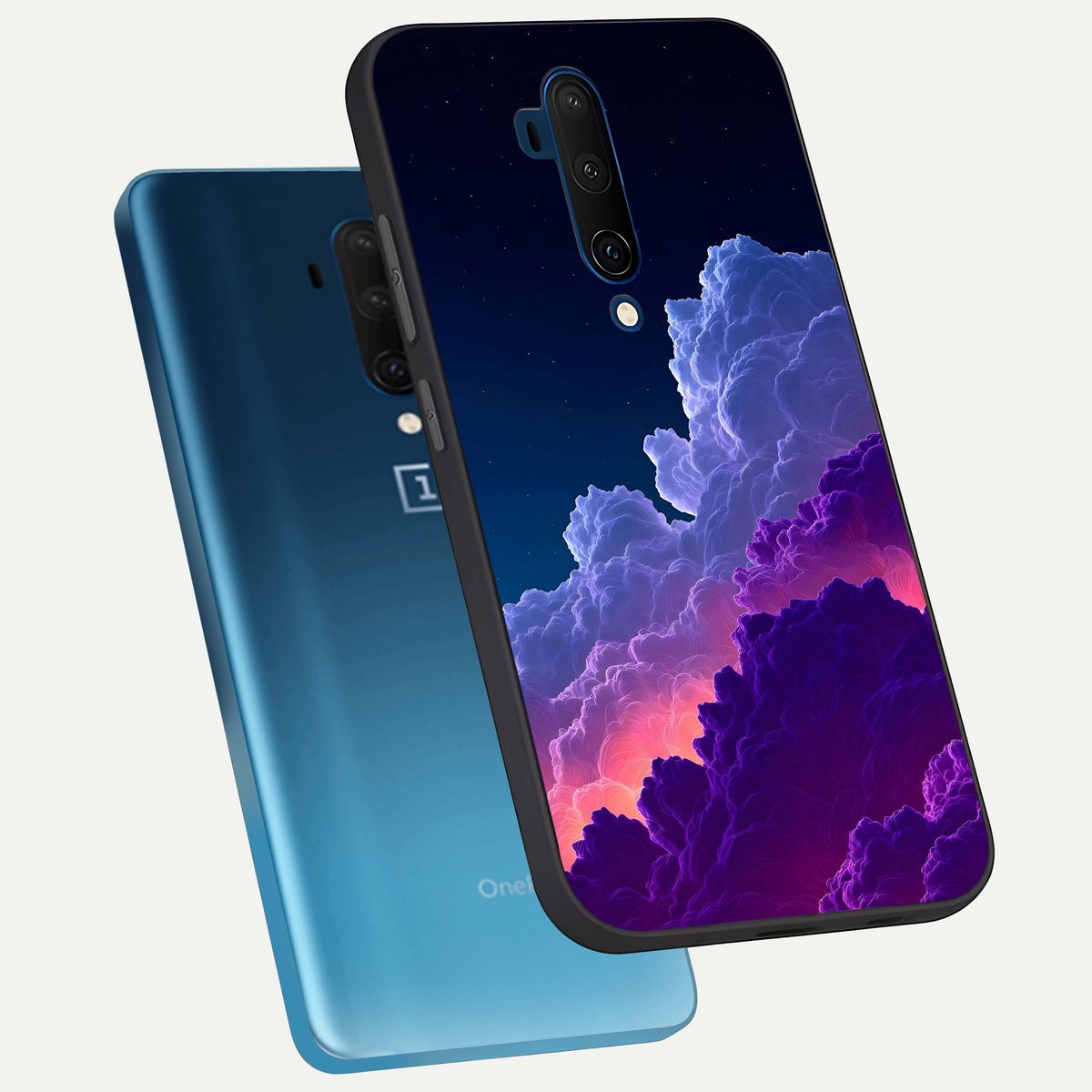  Dreamy Cloud Skies phone case For OnePlus 7T Pro showing premium glass back cover with detailed artwork
