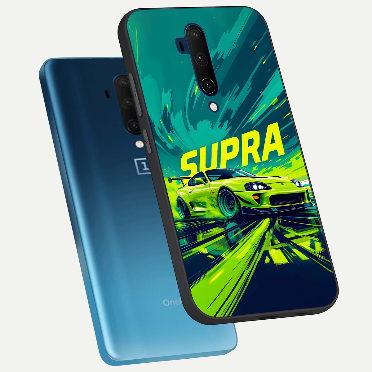  Electric Supra Thunder phone case For OnePlus 7T Pro showing premium glass back cover with detailed artwork