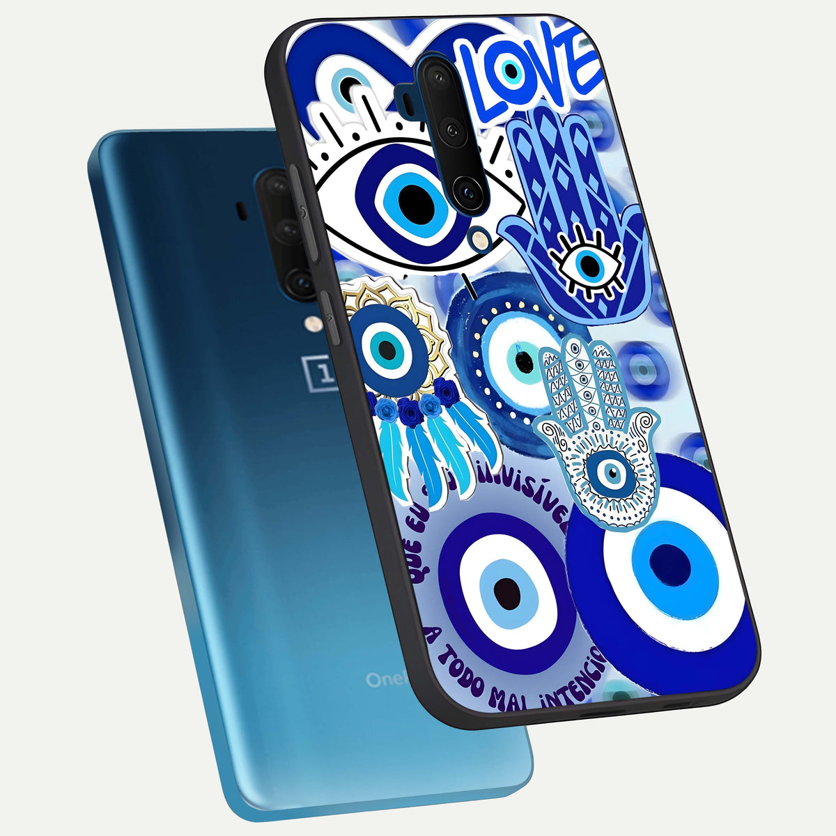  Evil Eyes Dream phone case For OnePlus 7T Pro showing premium glass back cover with detailed artwork