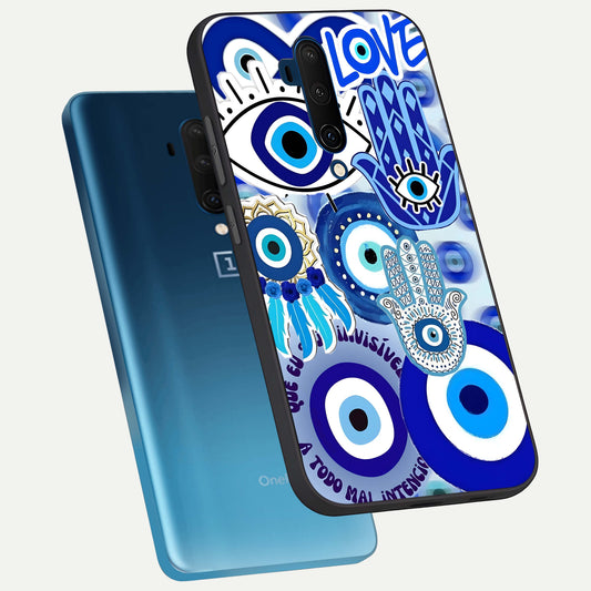  Evil Eyes Dream phone case For OnePlus 7T Pro showing premium glass back cover with detailed artwork