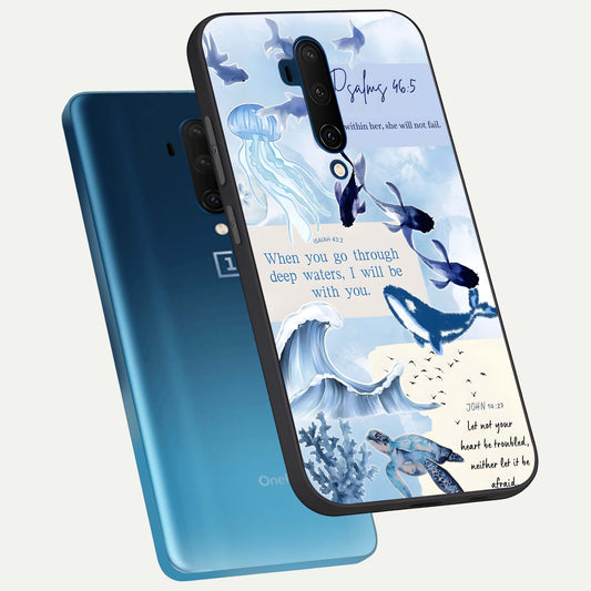  Faithful Ocean Promise phone case For OnePlus 7T Pro showing premium glass back cover with detailed artwork