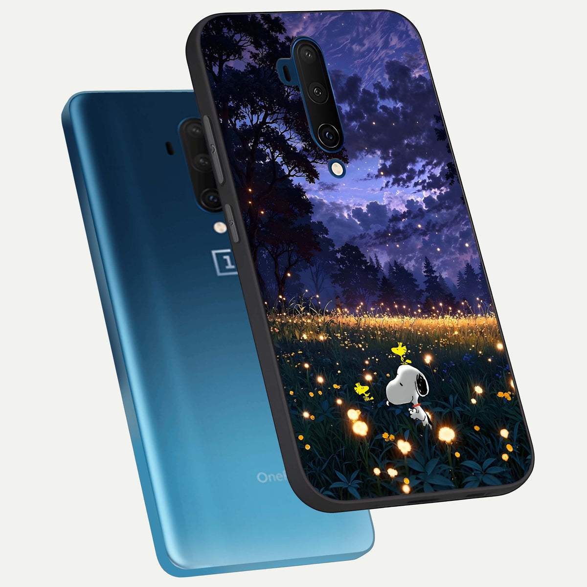  Firefly Meadow Magic phone case For OnePlus 7T Pro showing premium glass back cover with detailed artwork