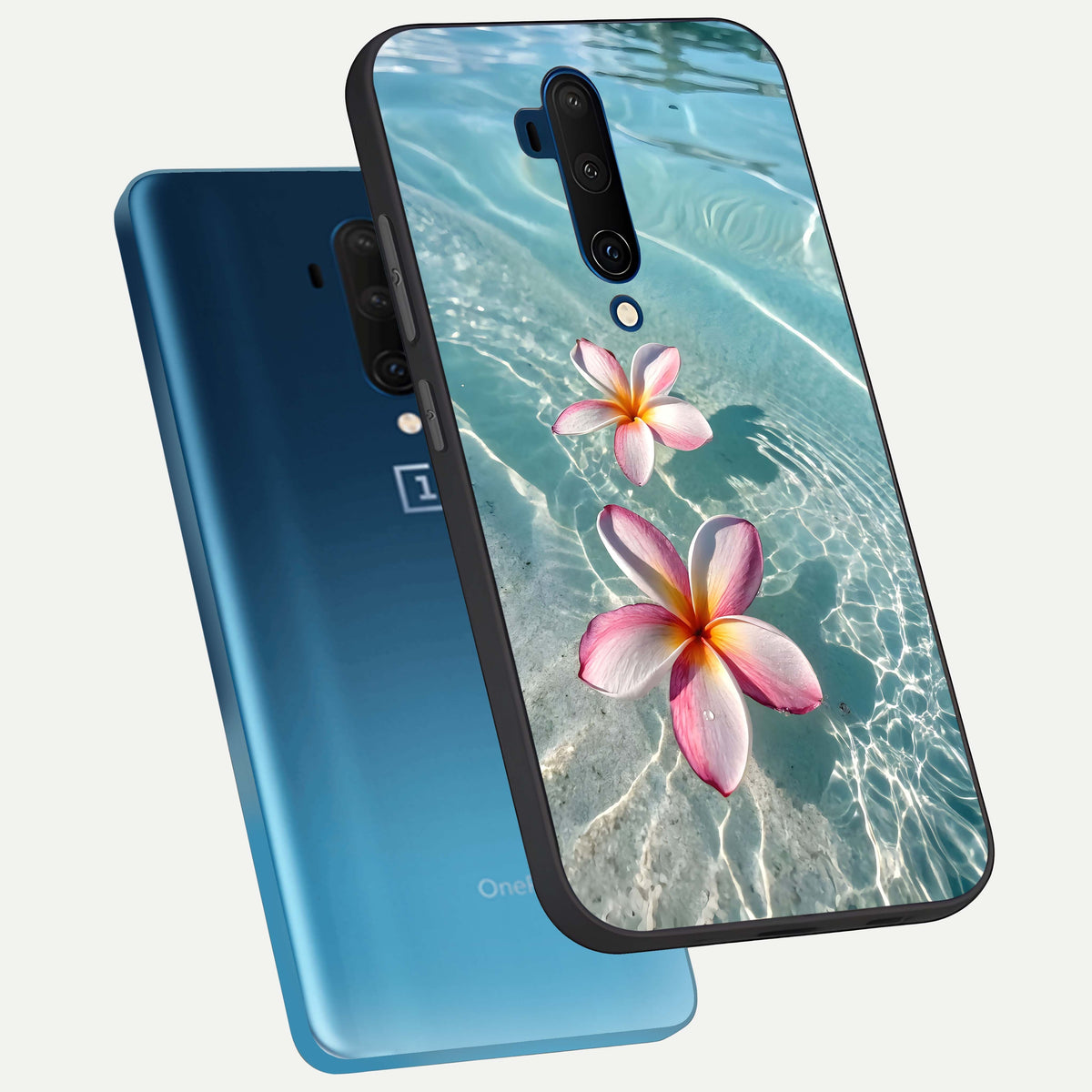  Floating Bloom Bliss phone case For OnePlus 7T Pro showing premium glass back cover with detailed artwork