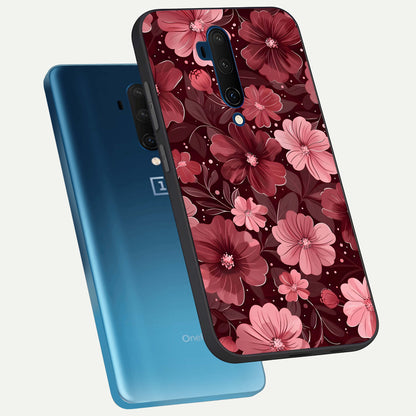  Flower Blush Bloom phone case For OnePlus 7T Pro showing premium glass back cover with detailed artwork