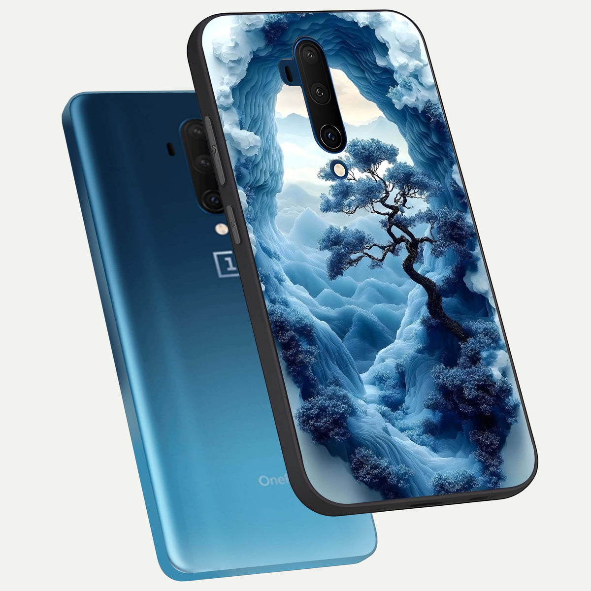  Frozen Serenity Gate phone case For OnePlus 7T Pro showing premium glass back cover with detailed artwork