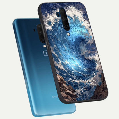  Giant Ocean Wave phone case For OnePlus 7T Pro showing premium glass back cover with detailed artwork