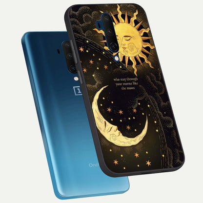  Golden Lunar Love phone case For OnePlus 7T Pro showing premium glass back cover with detailed artwork