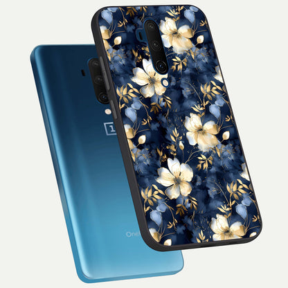  Golden Midnight Bloom phone case For OnePlus 7T Pro showing premium glass back cover with detailed artwork