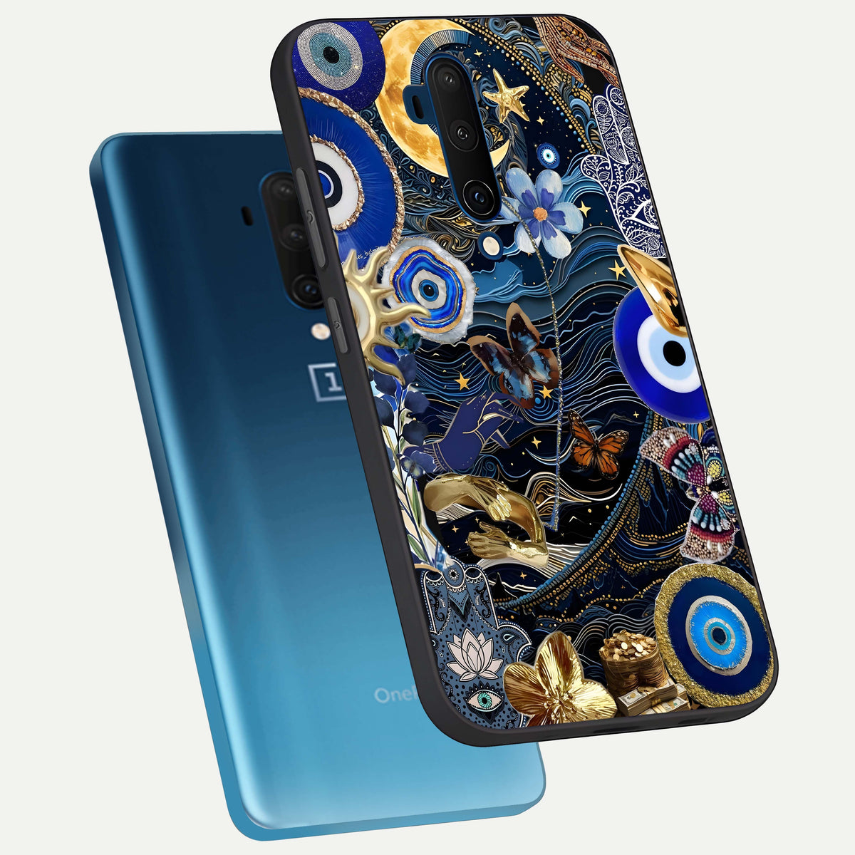  Golden Moon Magic phone case For OnePlus 7T Pro showing premium glass back cover with detailed artwork