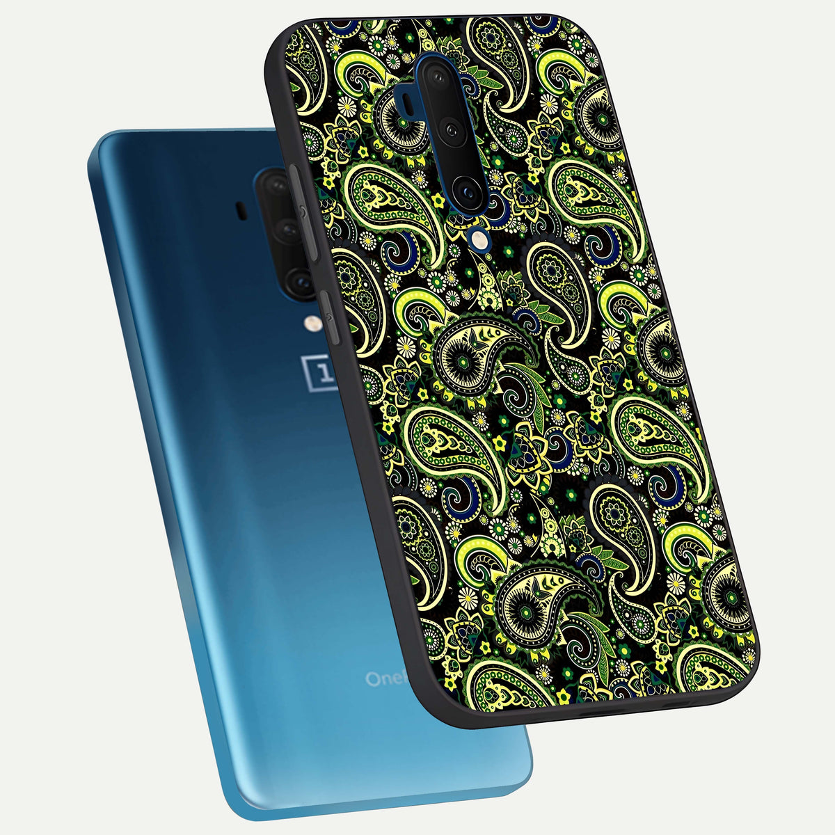 Green Lemon phone case For OnePlus 7T Pro showing premium glass back cover with detailed artwork