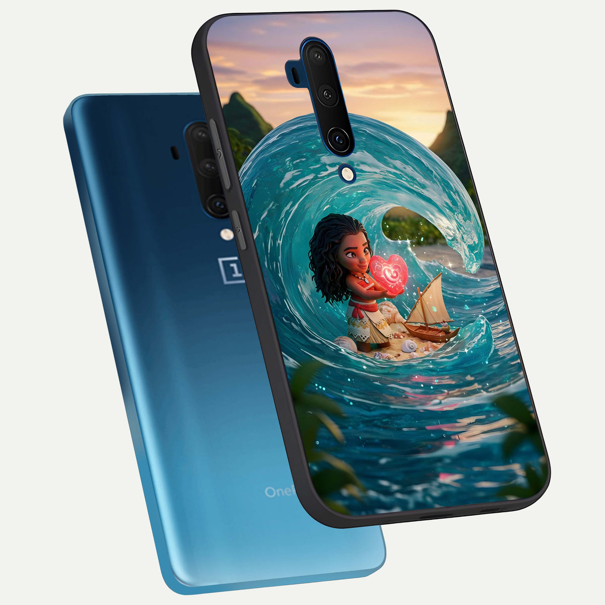  Heart of Ocean phone case For OnePlus 7T Pro showing premium glass back cover with detailed artwork