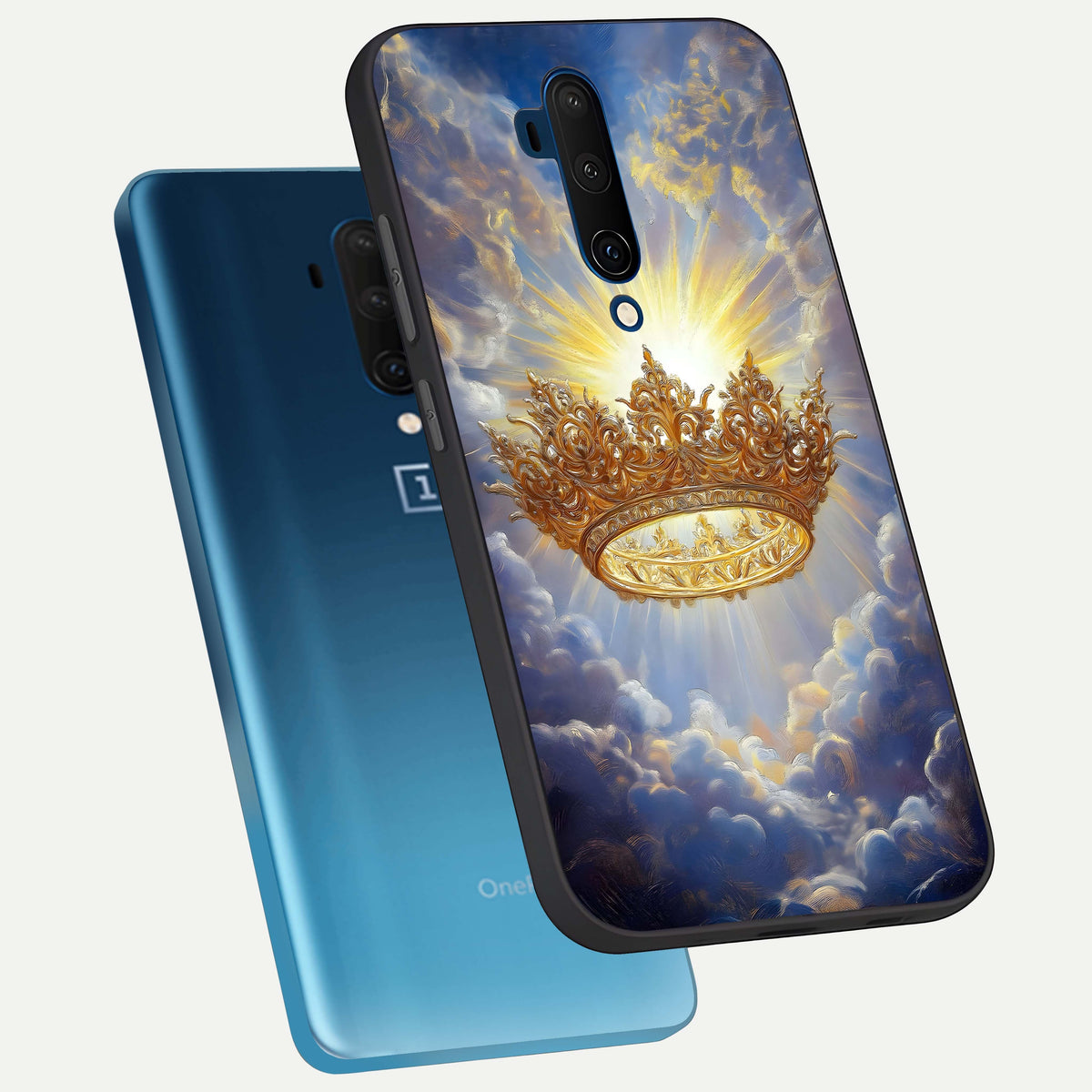  Heavenly Crown Light phone case For OnePlus 7T Pro showing premium glass back cover with detailed artwork