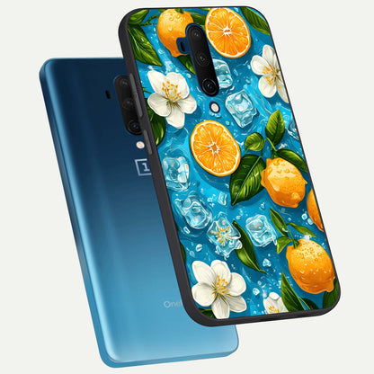  Ice Cube With Orange phone case For OnePlus 7T Pro showing premium glass back cover with detailed artwork