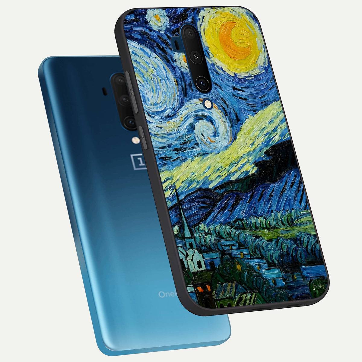  Inspired Van Gogh Art phone case For OnePlus 7T Pro showing premium glass back cover with detailed artwork