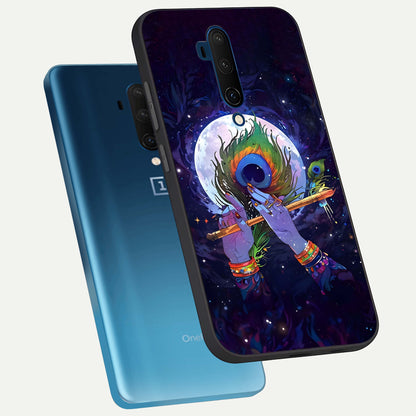  Krishna Hands Art phone case For OnePlus 7T Pro showing premium glass back cover with detailed artwork