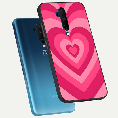  Layered Love Hearts phone case For OnePlus 7T Pro showing premium glass back cover with detailed artwork