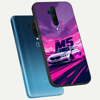  MS Neon Car phone case For OnePlus 7T Pro showing premium glass back cover with detailed artwork