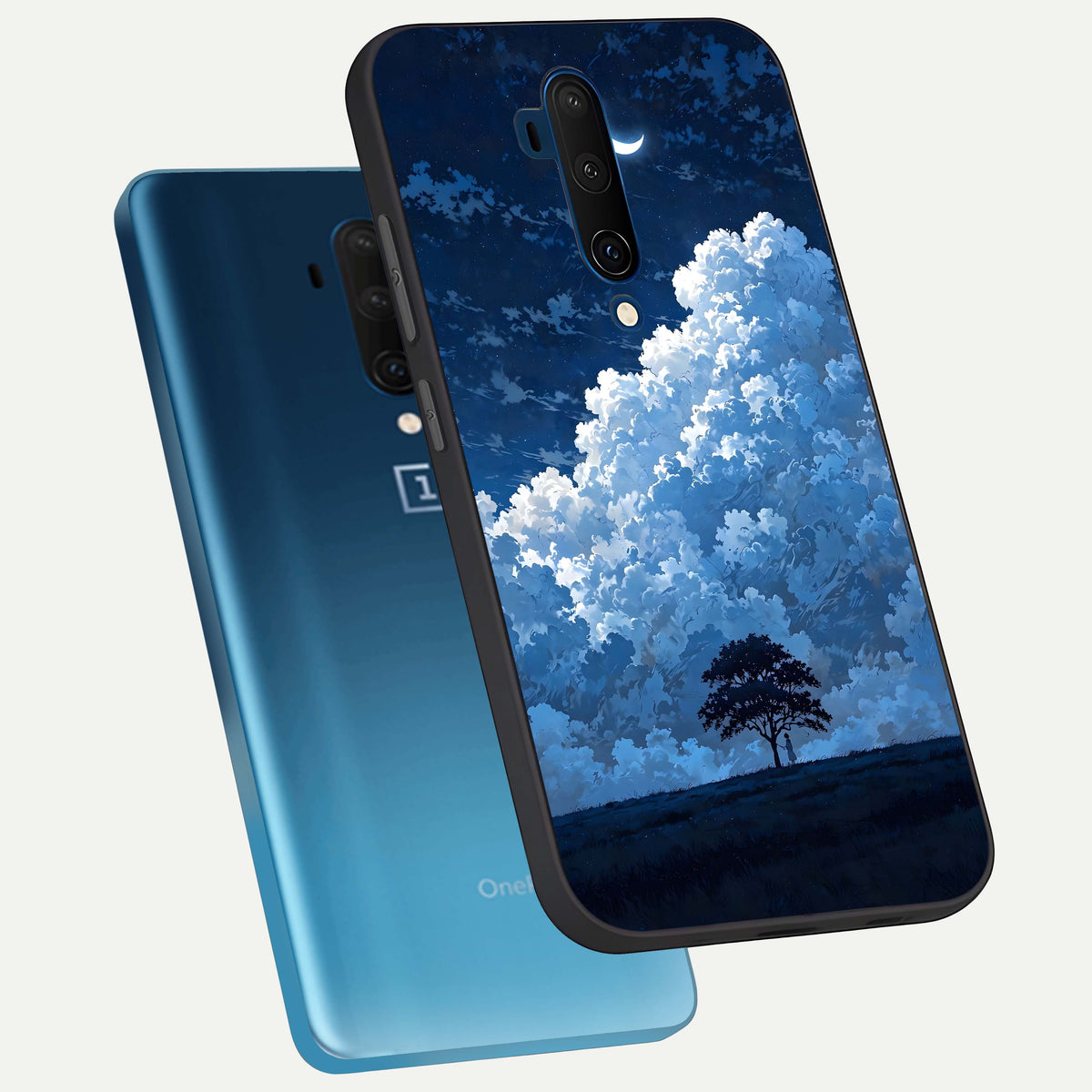  Midnight Sky Serenity phone case For OnePlus 7T Pro showing premium glass back cover with detailed artwork