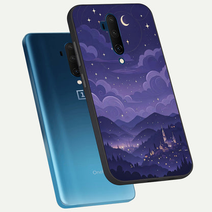  Minimal Night View phone case For OnePlus 7T Pro showing premium glass back cover with detailed artwork