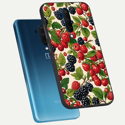  Mixed Berry Collage phone case For OnePlus 7T Pro showing premium glass back cover with detailed artwork
