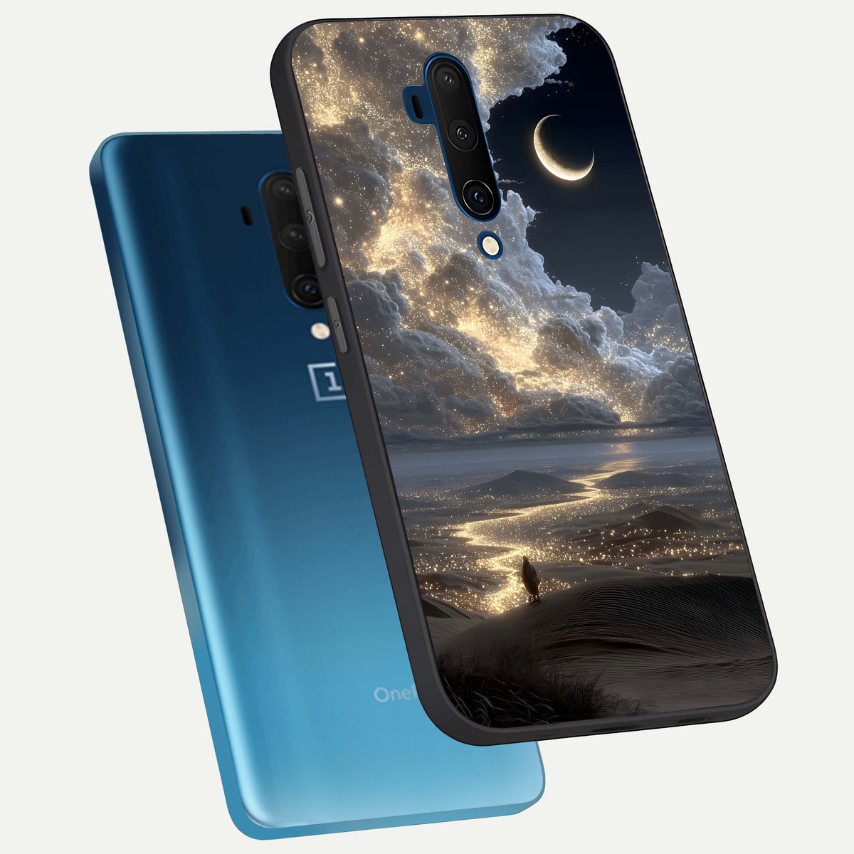  Moonlight Spark Path phone case For OnePlus 7T Pro showing premium glass back cover with detailed artwork