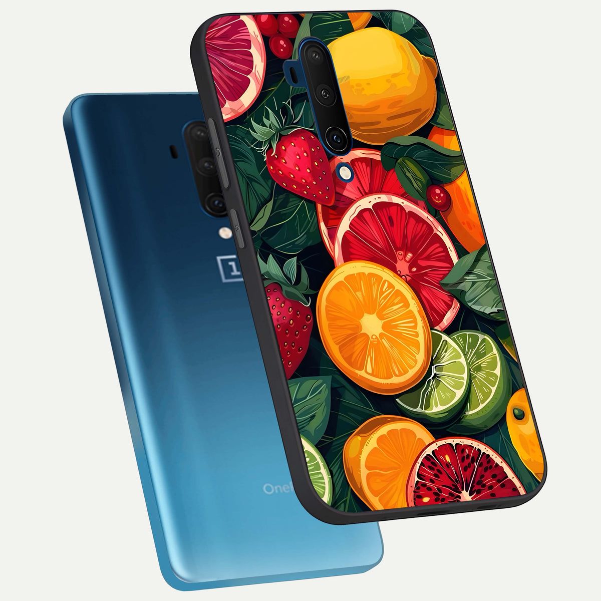  Multiple Fruits phone case For OnePlus 7T Pro showing premium glass back cover with detailed artwork
