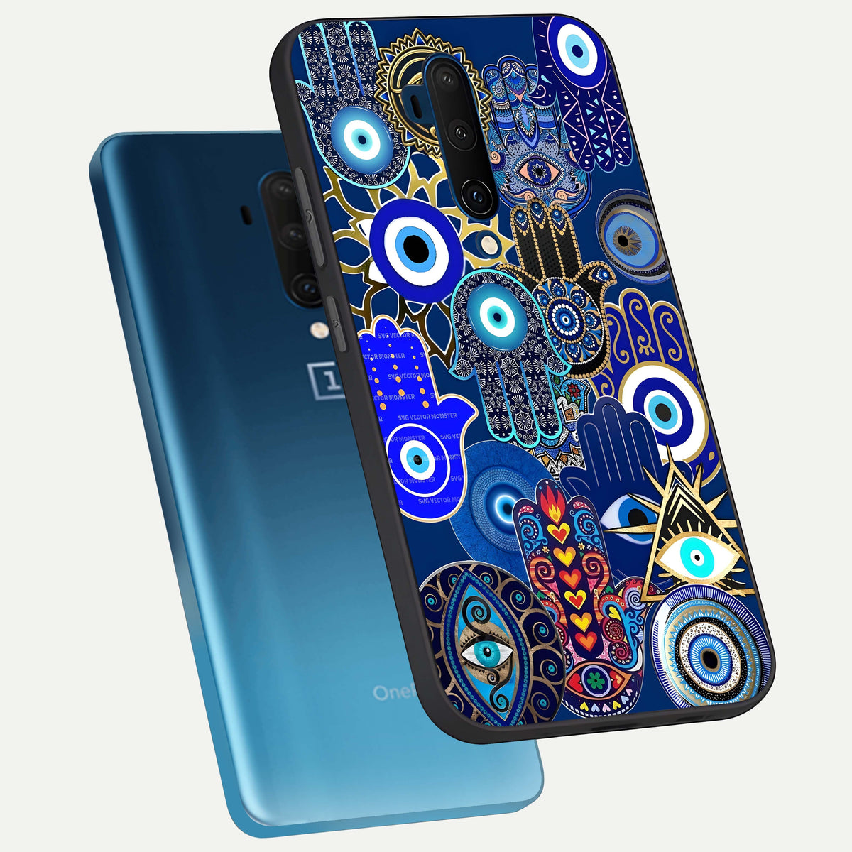  Mystic Palm Guard phone case For OnePlus 7T Pro showing premium glass back cover with detailed artwork