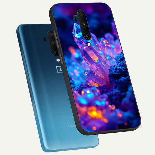  Neon Aura Shards phone case For OnePlus 7T Pro showing premium glass back cover with detailed artwork