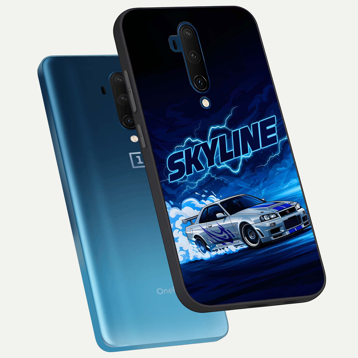  Neon Drift Beast phone case For OnePlus 7T Pro showing premium glass back cover with detailed artwork