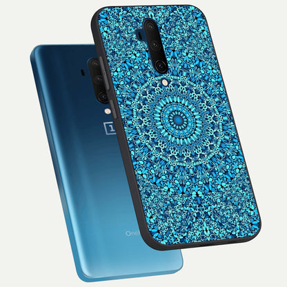  Ocean Bloom Mandala phone case For OnePlus 7T Pro showing premium glass back cover with detailed artwork