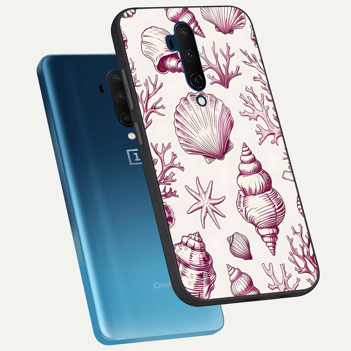  Pink Power Sparks phone case For OnePlus 7T Pro showing premium glass back cover with detailed artwork