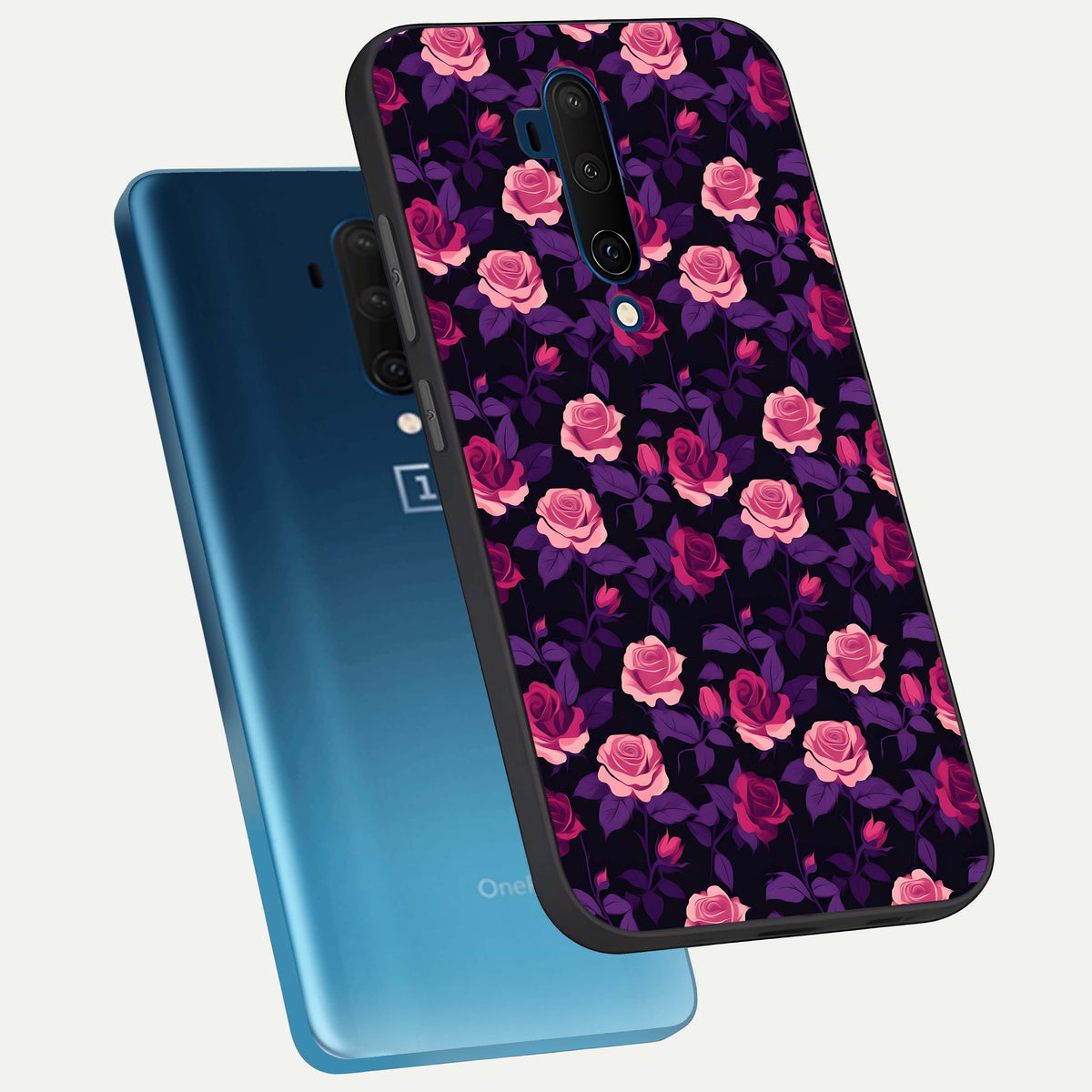  Rose Garden Twilight phone case For OnePlus 7T Pro showing premium glass back cover with detailed artwork