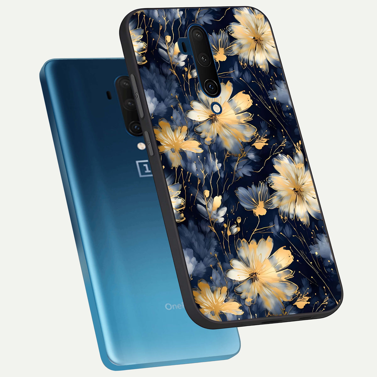  Royal Petal Dream phone case For OnePlus 7T Pro showing premium glass back cover with detailed artwork