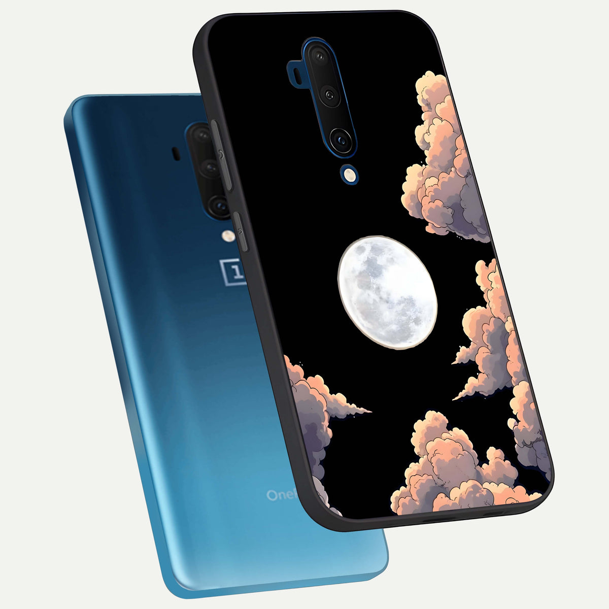  Shade Cloud Moon phone case For OnePlus 7T Pro showing premium glass back cover with detailed artwork