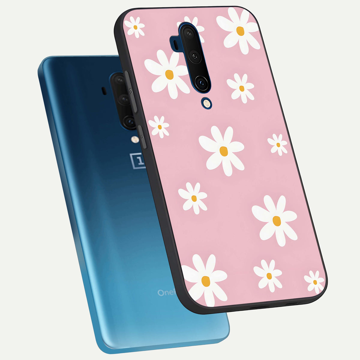  Soft Daisy Bliss phone case For OnePlus 7T Pro showing premium glass back cover with detailed artwork
