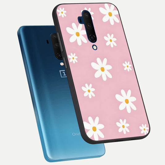  Soft Daisy Bliss phone case For OnePlus 7T Pro showing premium glass back cover with detailed artwork