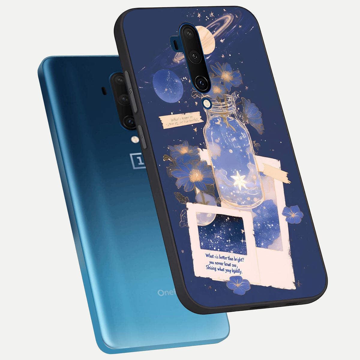  Starlit Cosmic Jar phone case For OnePlus 7T Pro showing premium glass back cover with detailed artwork
