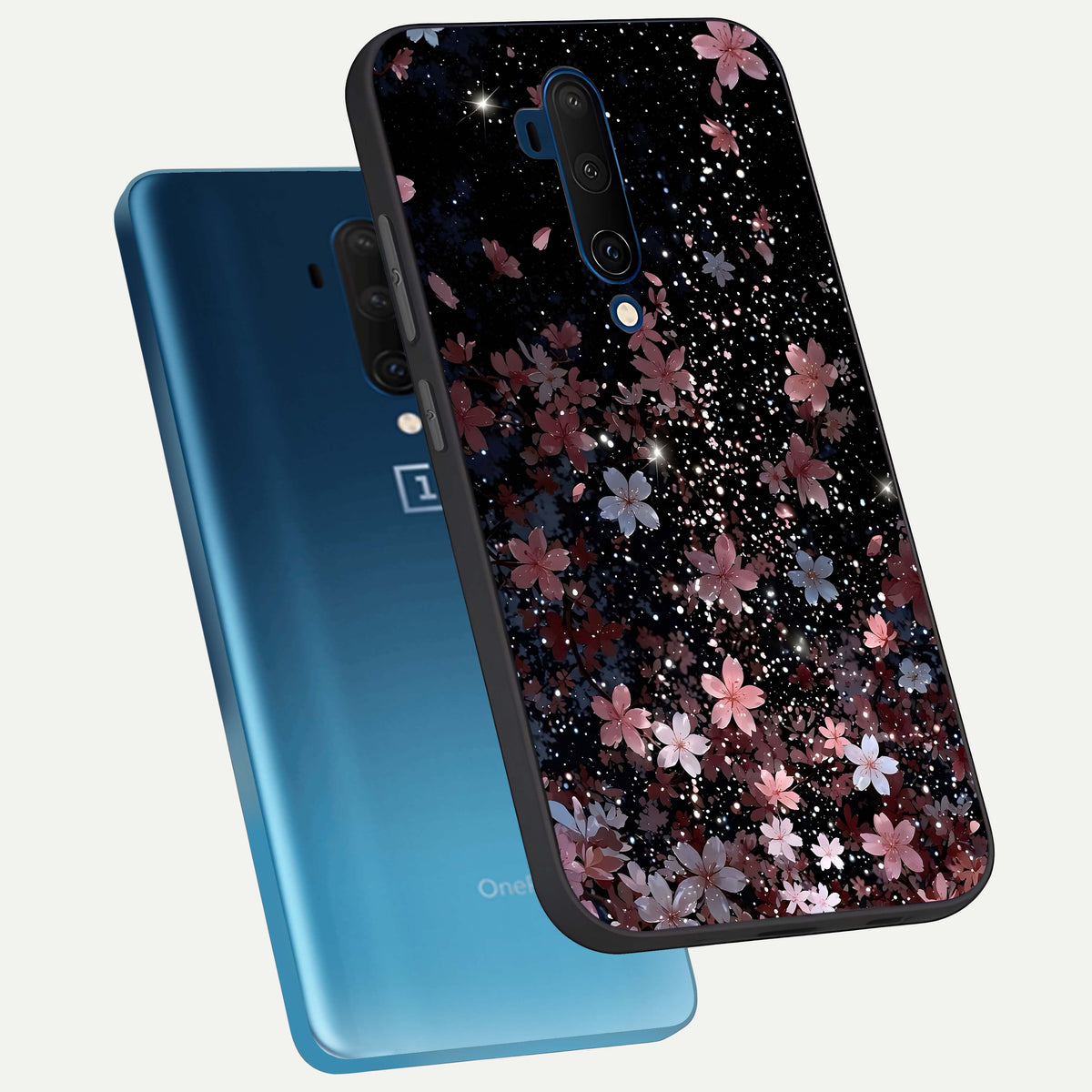  Starlit Flower Dreams phone case For OnePlus 7T Pro showing premium glass back cover with detailed artwork