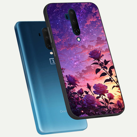  Starlit Rose Twilight phone case For OnePlus 7T Pro showing premium glass back cover with detailed artwork