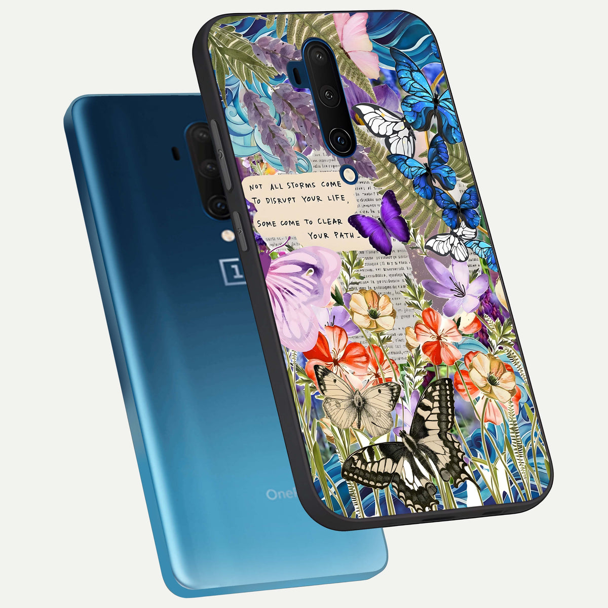  Storm Path Bloom phone case For OnePlus 7T Pro showing premium glass back cover with detailed artwork