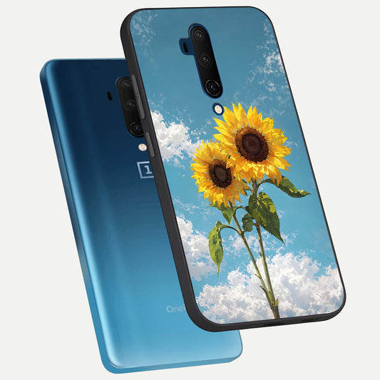  Sunlit Daisy Glow phone case For OnePlus 7T Pro showing premium glass back cover with detailed artwork